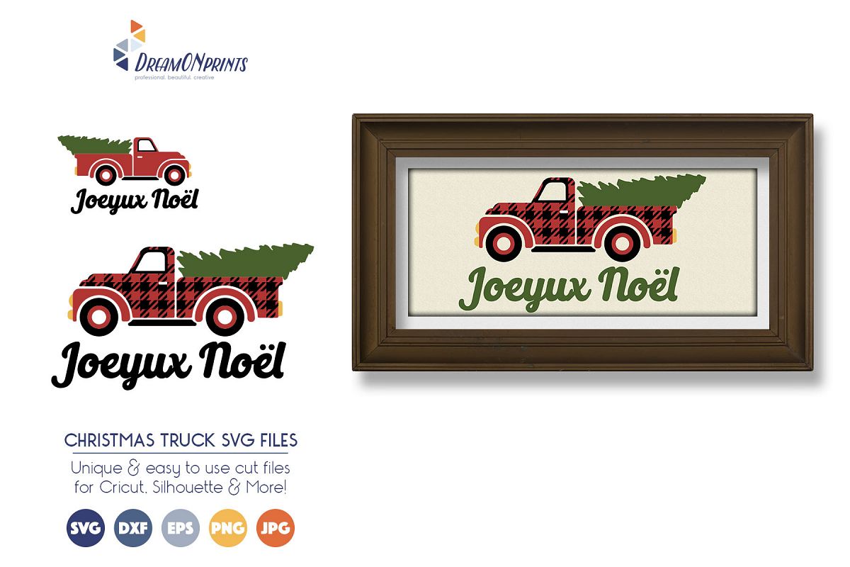 Buffalo Plaid Christmas Truck SVG Files example image 1