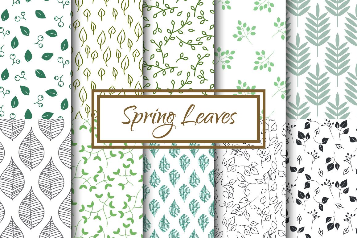 Spring Leaves Seamless Patterns example image 1