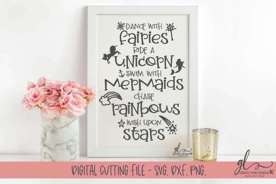 Dance With Fairies Ride A Unicorn - SVG Cut File example image 1