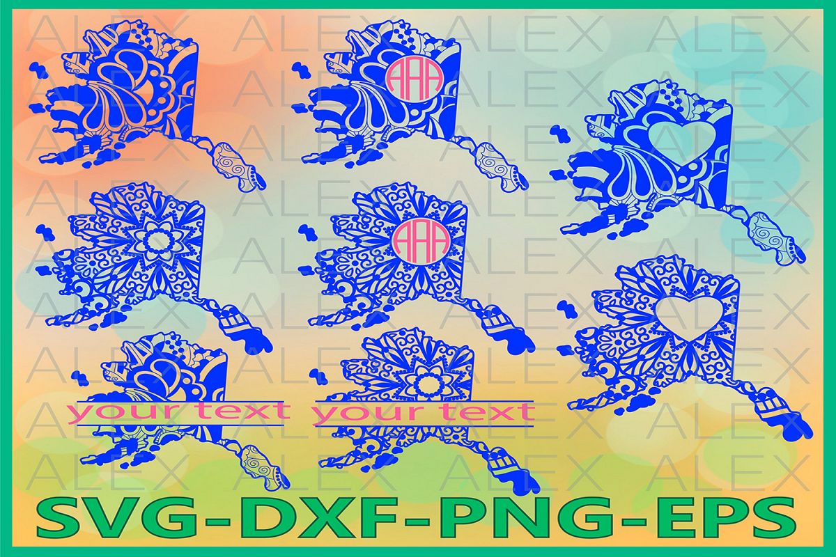 Alaska State SVG, Alaska Mandala SVG, Zentangle svg example image 1