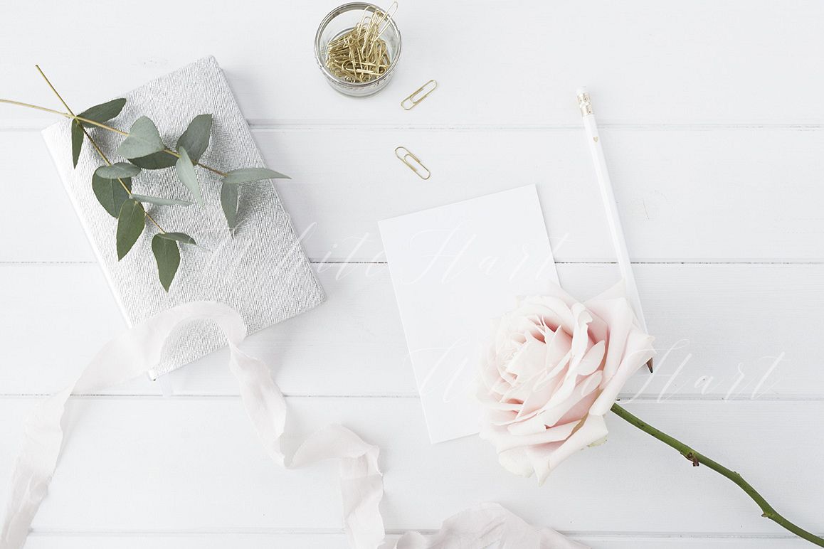 Blogger floral desk stock photo example image 1