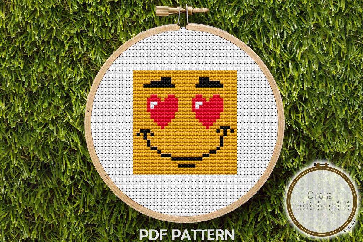 Emoji Smile Modern Cross Stitch Pattern- Instant Download example image 1