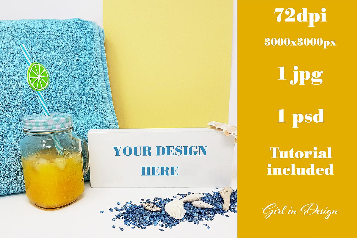 Feminine Beach Frame Mockup with Fish and Shells example image 1