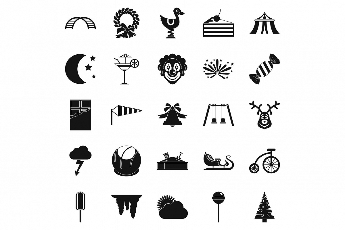 Courtyard icons set, simple style example image 1
