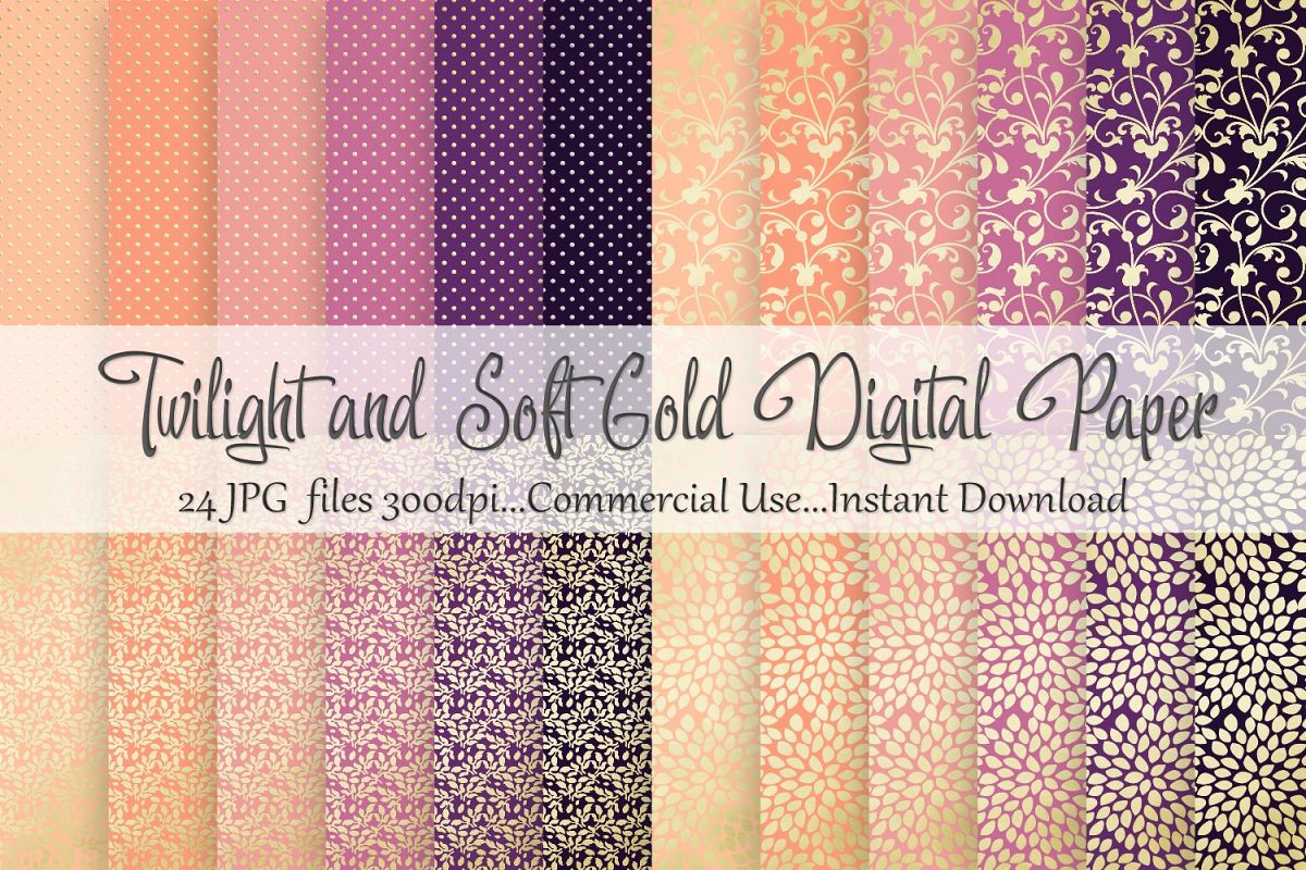 Twilight Soft Gold Digital Paper example image 1