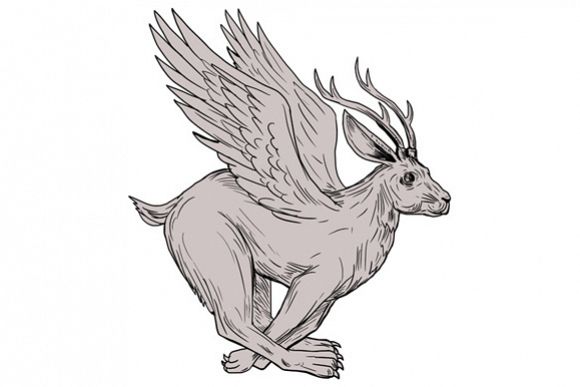 Wolpertinger Running Side Drawing example image 1