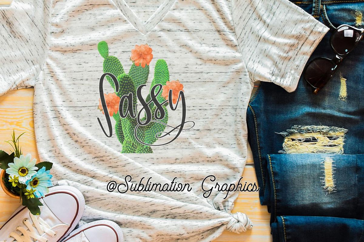 Sassy Cactus Sublimation PNG example image 1