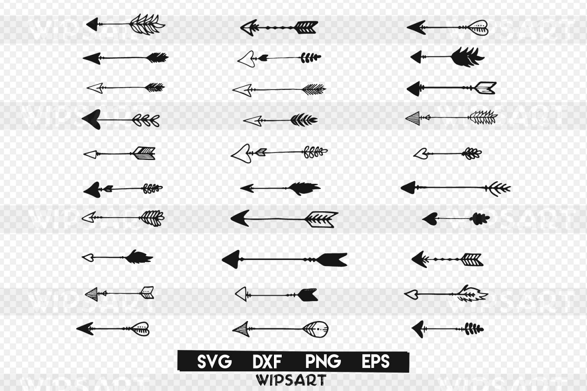 SALE! 30 arrows silhouette text svg file, arrow hand drawing