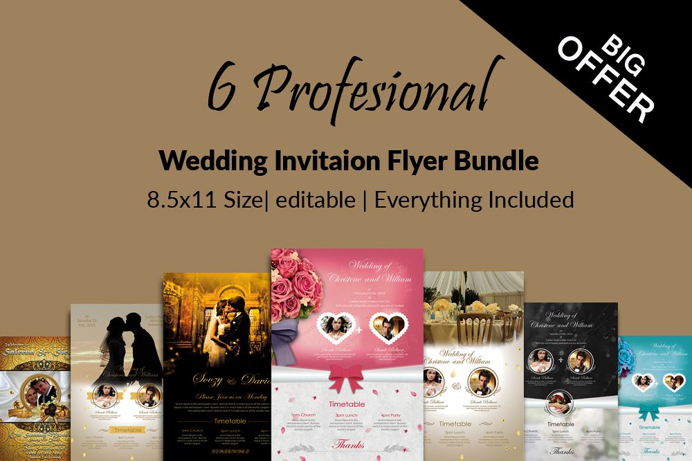 6 Wedding Invitaion Flyer Template example image 1