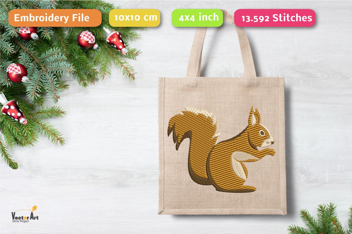 Squirrel - Embroidery File - 4x4 inch example image 1