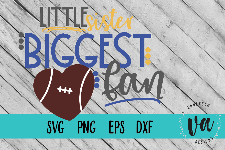 Little Sister Biggest Fan Football SVG example image 1