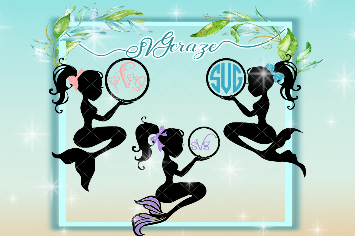 Mermaid, Monogram, Mermaid SVG, Mermaid Decal, Birthday Decoration