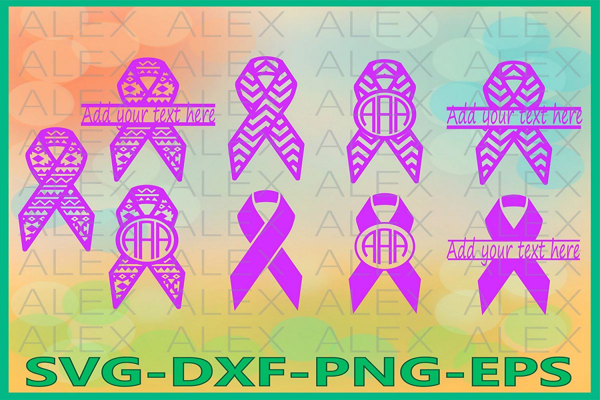 Cancer Ribbon Svg, Cancer Ribbon Monogram, Ribbon Svg example image 1