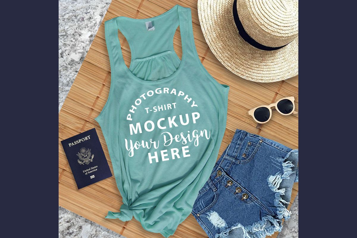 Bella Canvas 8800 tank top mock-up color MINT example image 1