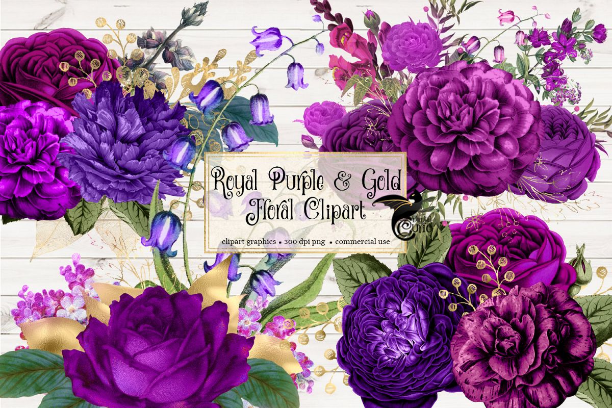 Download Royal Purple and Gold Floral Clipart (192629 ...