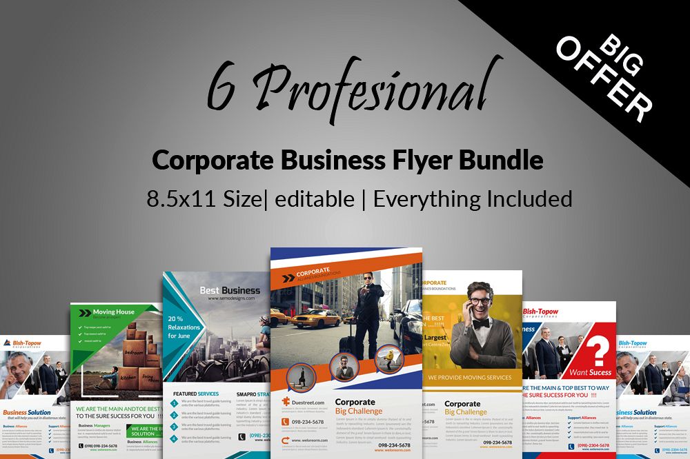 6 Corporate Business Flyers Bundle example image 1