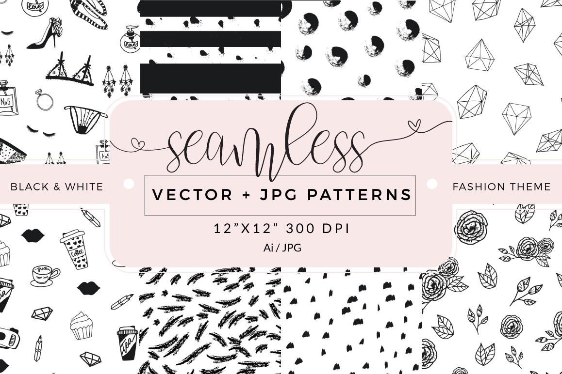 Seamless vector patterns - pack of 8 example image 1