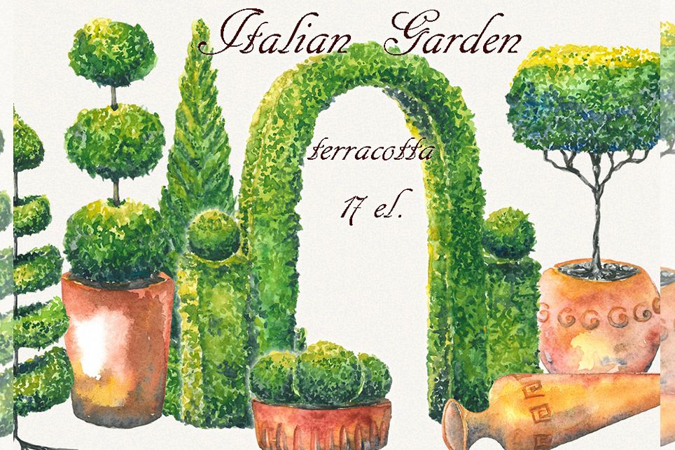 Tree clipart, topiary clipart, garden clipart, trees clipart example image 1
