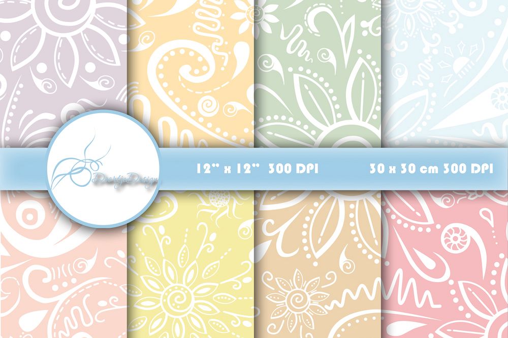 Digital papers Zentangle Pastel example image 1