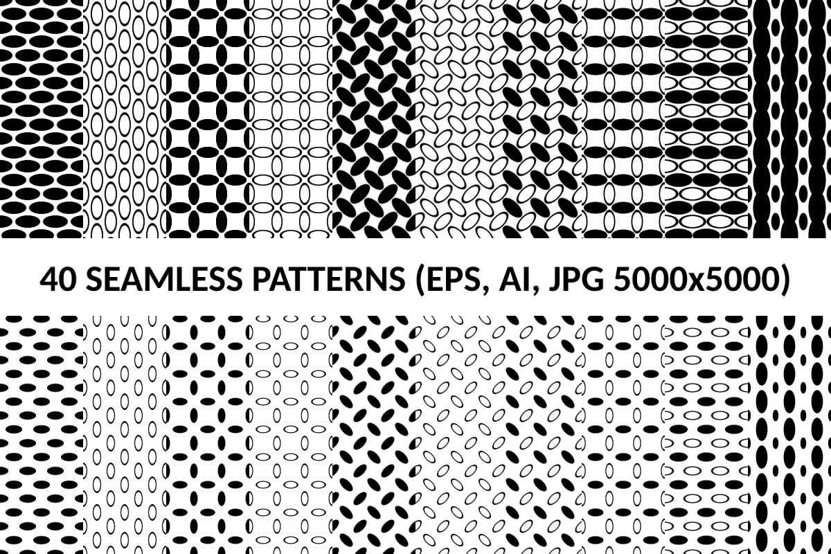40 Seamless Ellipse Patterns (AI, EPS, JPG 5000x5000) example image 1