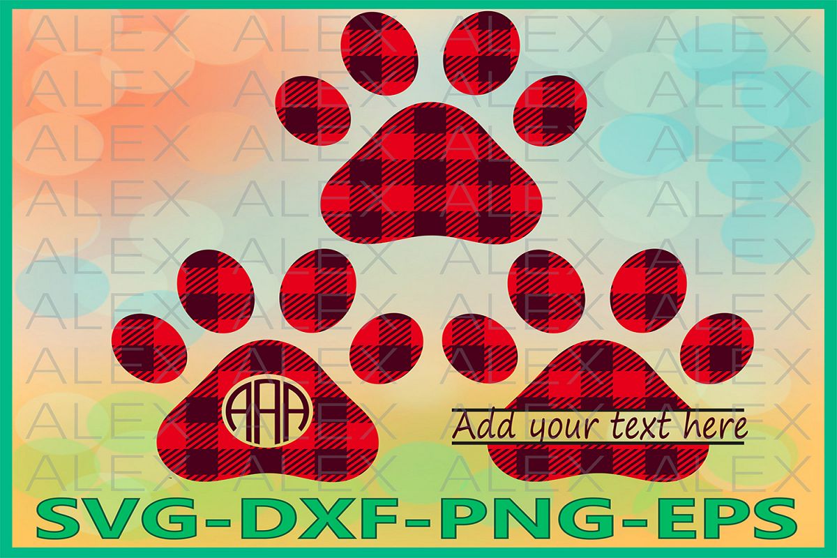 Paws Buffalo Plaid Svg, Dog Svg, Cricut Files, Dog Paws Svg example image 1