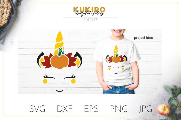 Fall Unicorn SVG - Autumn Pumpkin Unicorn Cut file example image 1