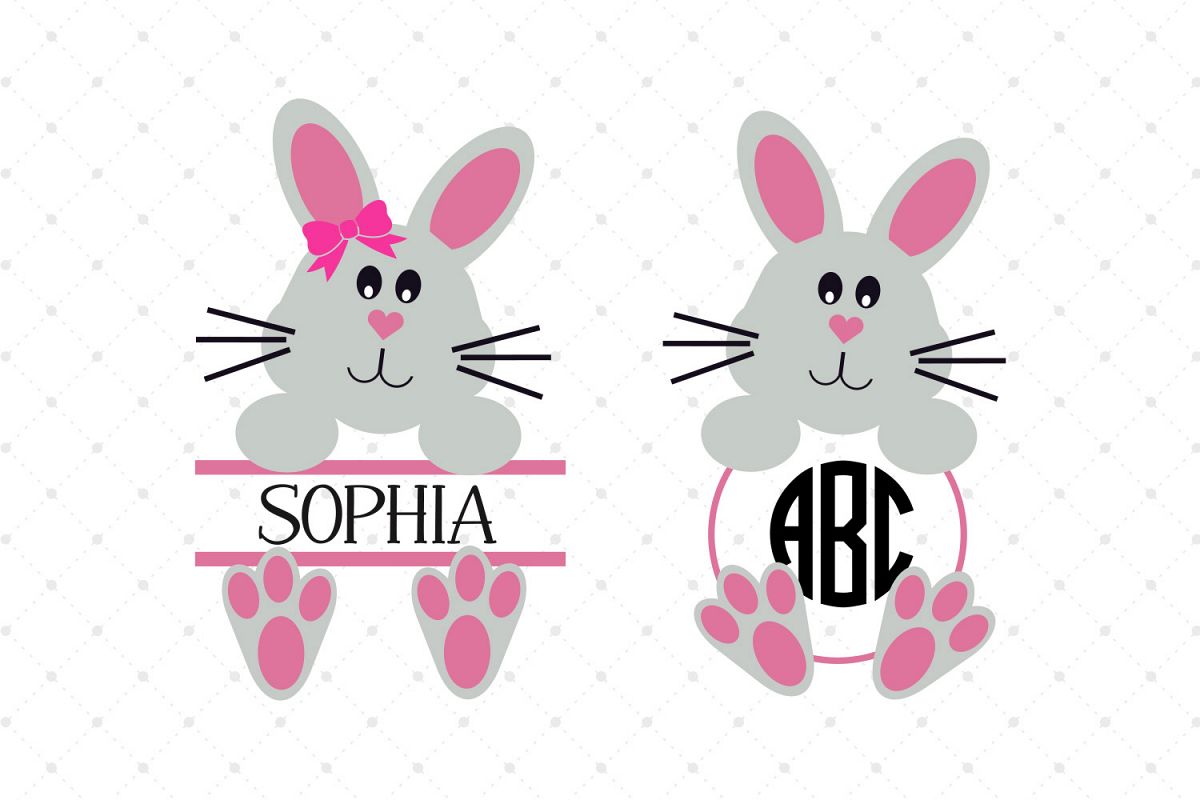 Easter BunnyMonogram Frames SVG Cut files example image 1
