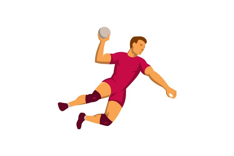 handball player jumping retro example image 1