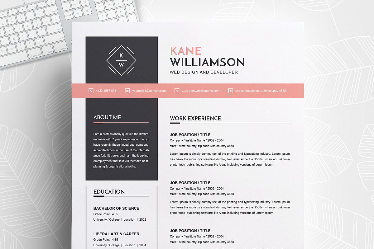 Professional Resume Template | MS Word CV Design Template example image 1