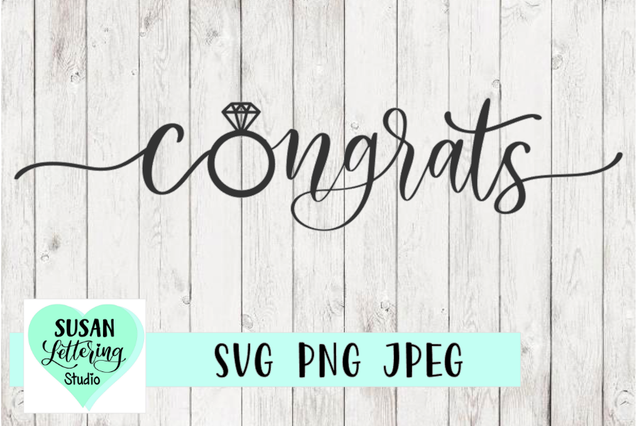 Congrats Wedding, Engagement Ring Cut File, SVG, PNG, JPEG example image 1