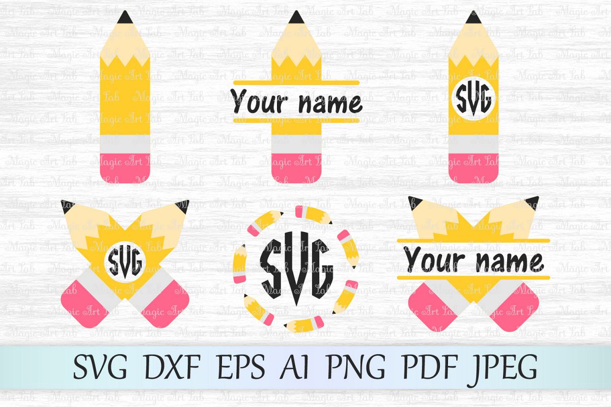 Download Pencil monograms svg, Back to school svg, Pencil cut file