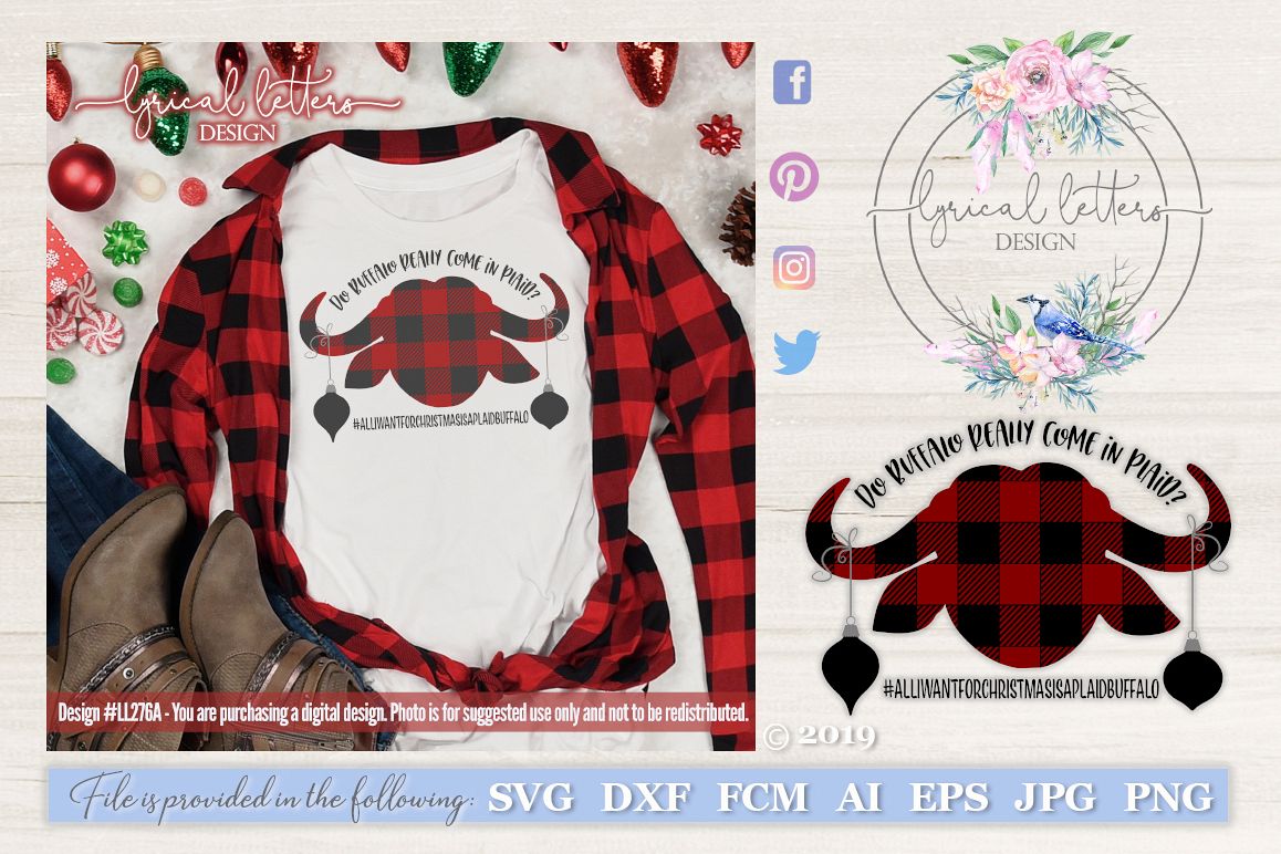 NEW! Do Buffalo Come In Plaid Christmas SVG DXF LL277A example image 1