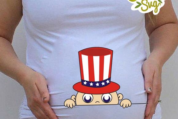 4th of July Peeking Baby SVG, baby svg, maternity svg, funny pregnancy