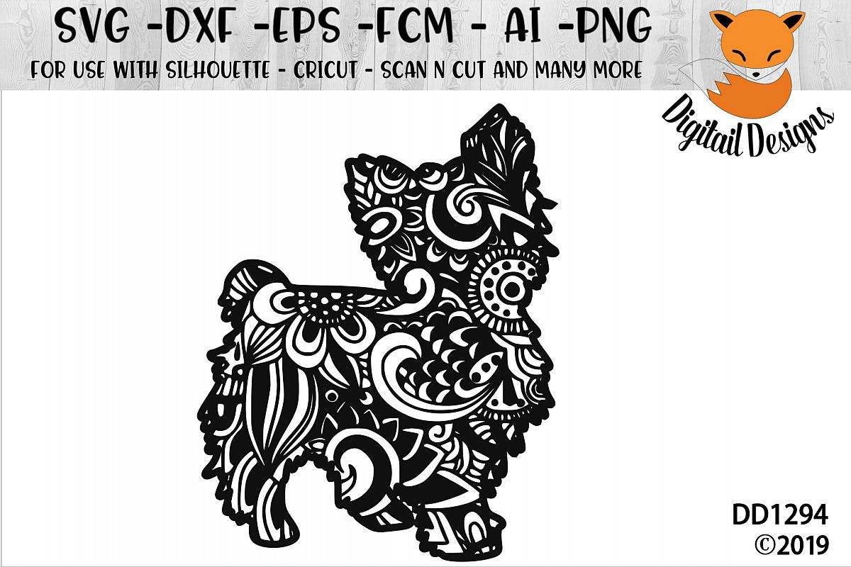 Download Zentangle Doodle Standing Yorkie Yorkshire Terrier SVG