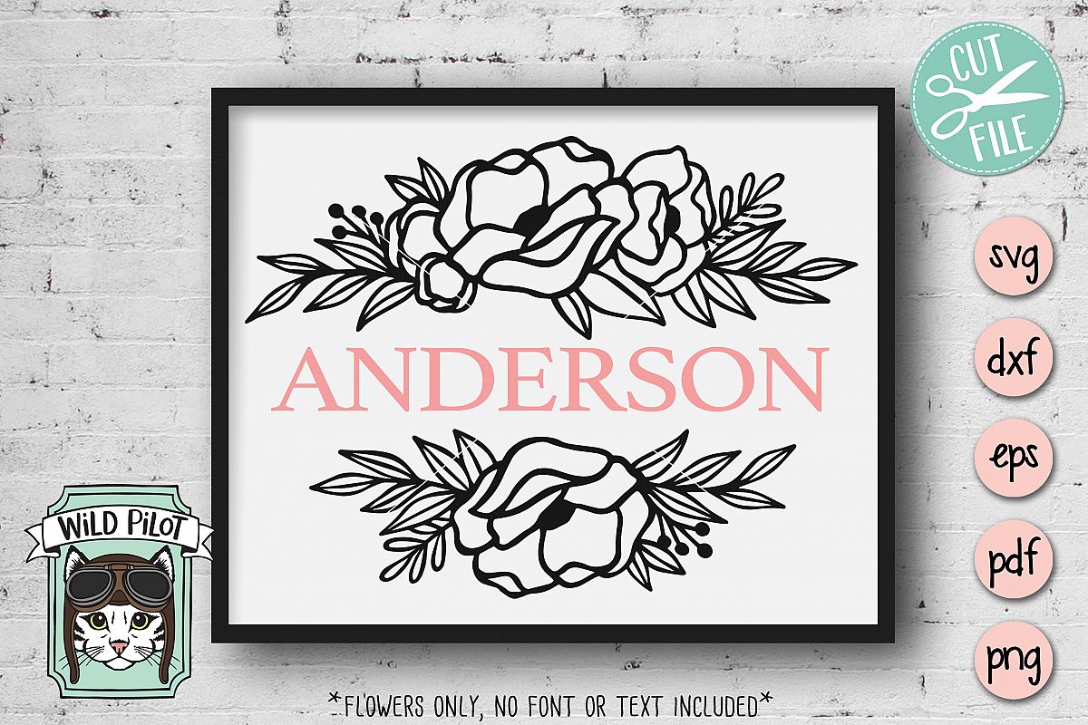 Flower Border SVG file, Split Monogram, Floral Border example image 1