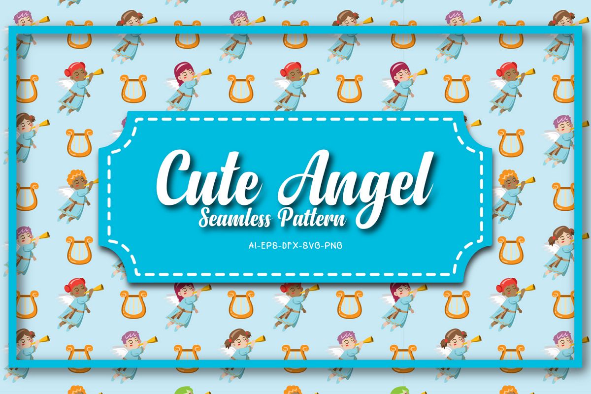 Seamless patterns cute angel christmas example image 1