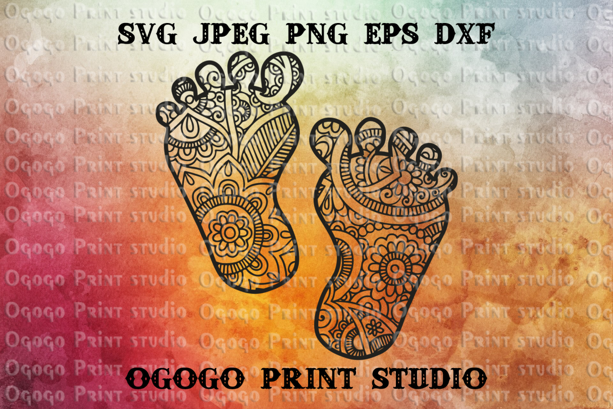 Baby feet SVG, Mothers day svg, Zentangle SVG, Cricut file example image 1