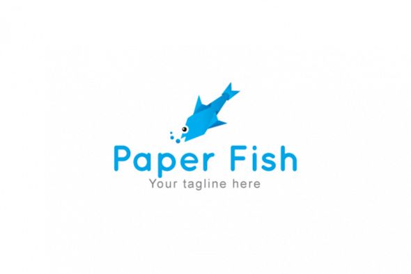 Paper Fish - Origami Water Creature Stock Logo example image 1