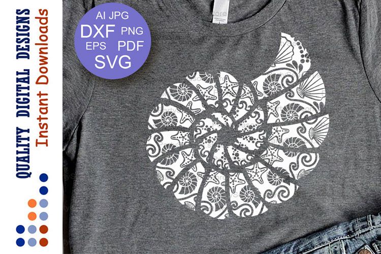 Sea shells Zentangle SVG Shell clipart Ocean beach example image 1