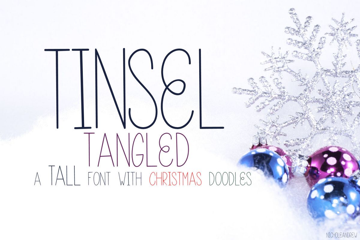 Tinsel Tangled, A Christmas Font With Fun Doodles example image 1