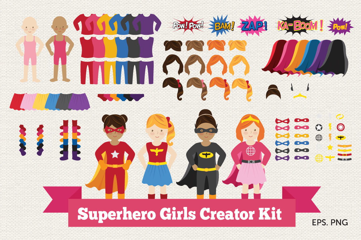 Superhero Girl Creator Kit Clipart example image 1