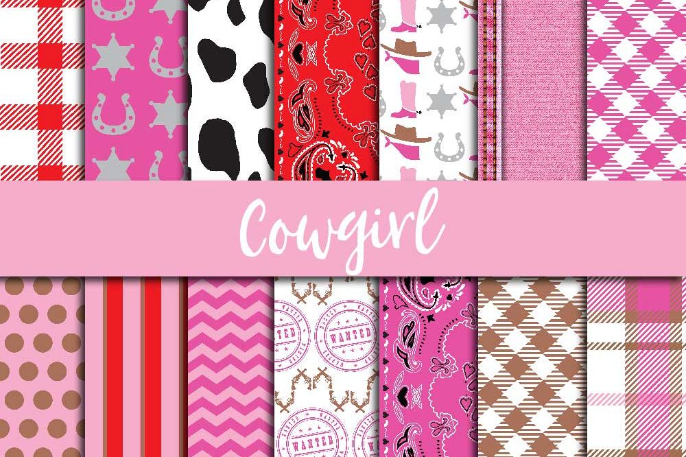 Cowgirl Digital Paper example image 1