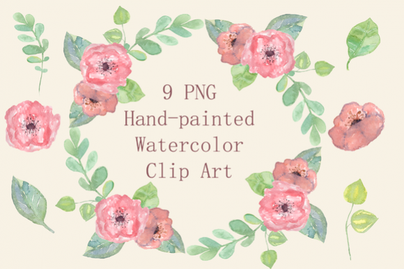 Watercolor Pastel Floral Clip Art example image 1