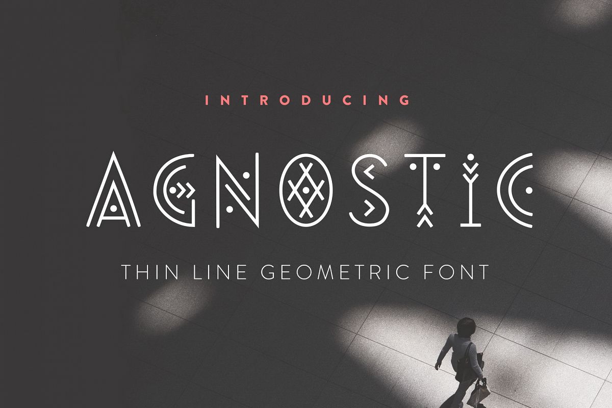 Agnostic - Thin Line Geometric Font example image 1