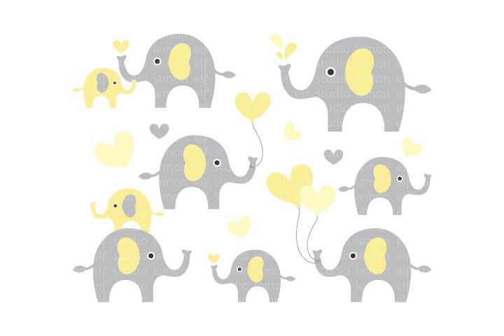 Cute Elephants-Digital Clipart (LES.CL10C) example image 1