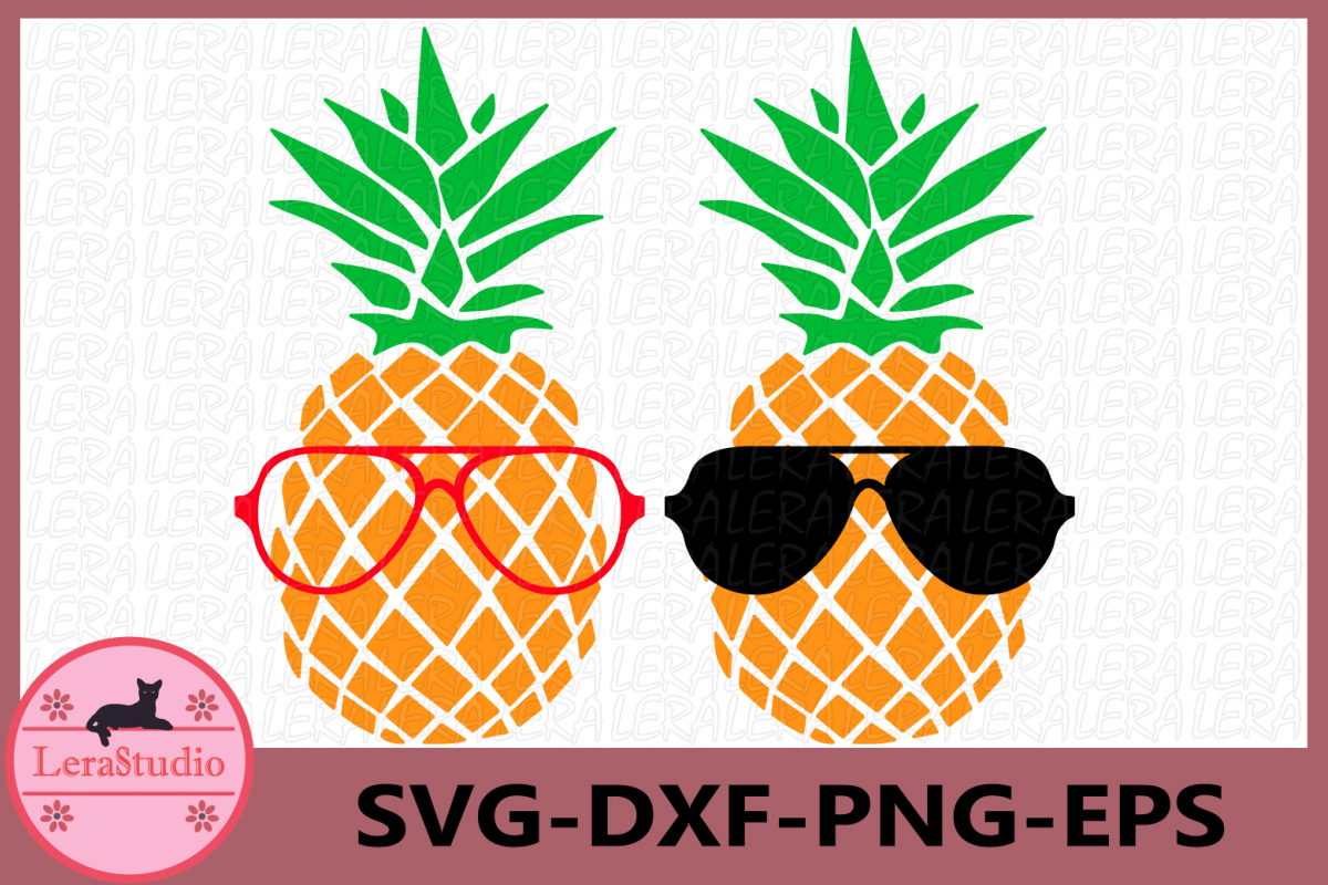 Pineapples SVG, Pineapple with glasses SVG, cut files example image 1