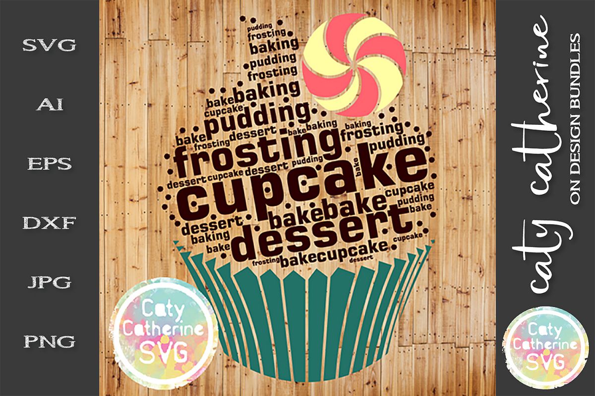 Cupcake Baking Word Art College Kitchen Sign SVG Cut File example image 1