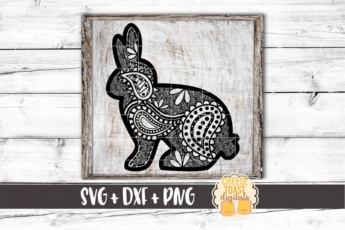 Easter Bunny - Zen Doodle Art - Easter SVG PNG DXF Cut Files example image 1