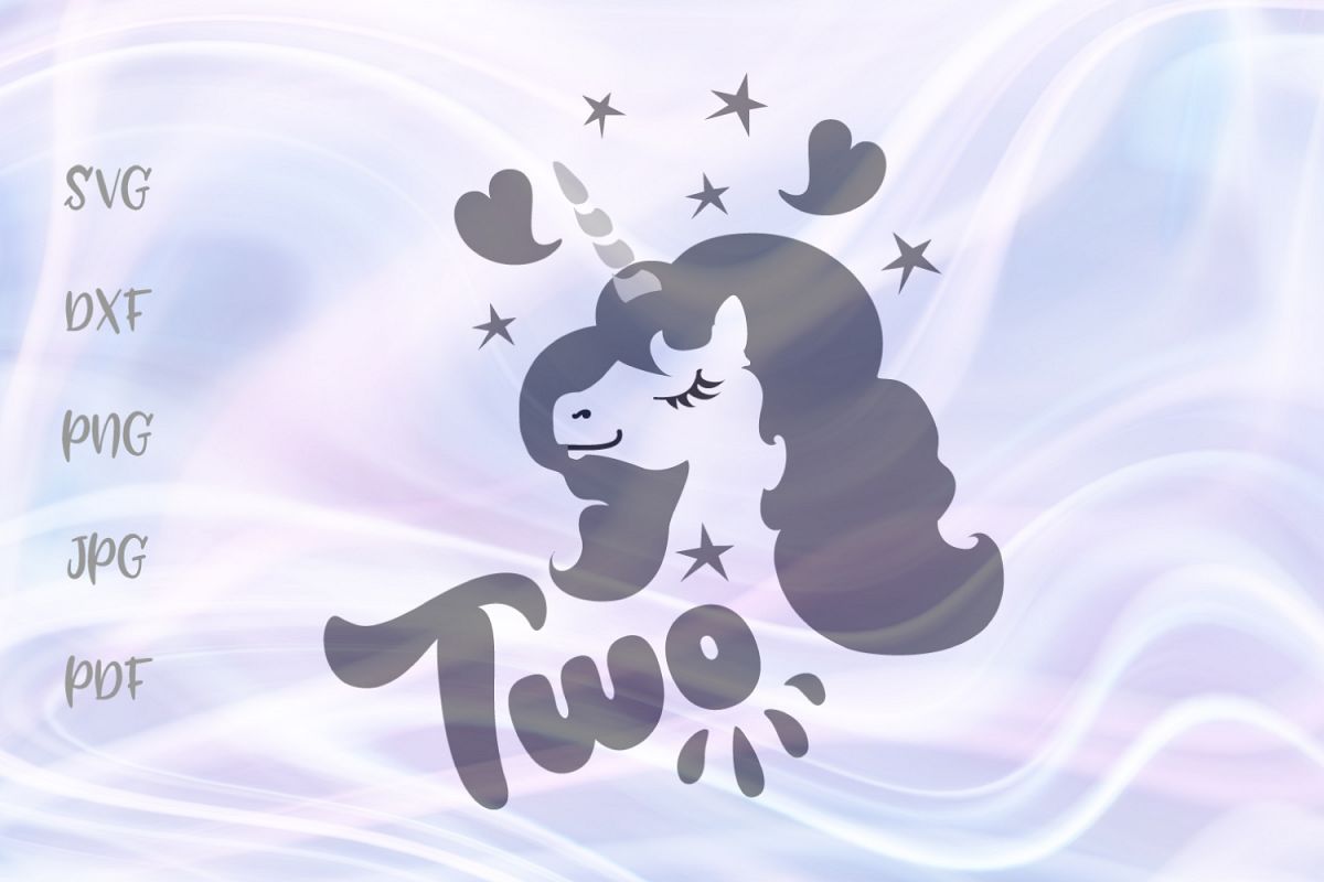 Two Unicorn 2nd Birthday Girl Outfit Sign Cut File SVG DXF example image 1