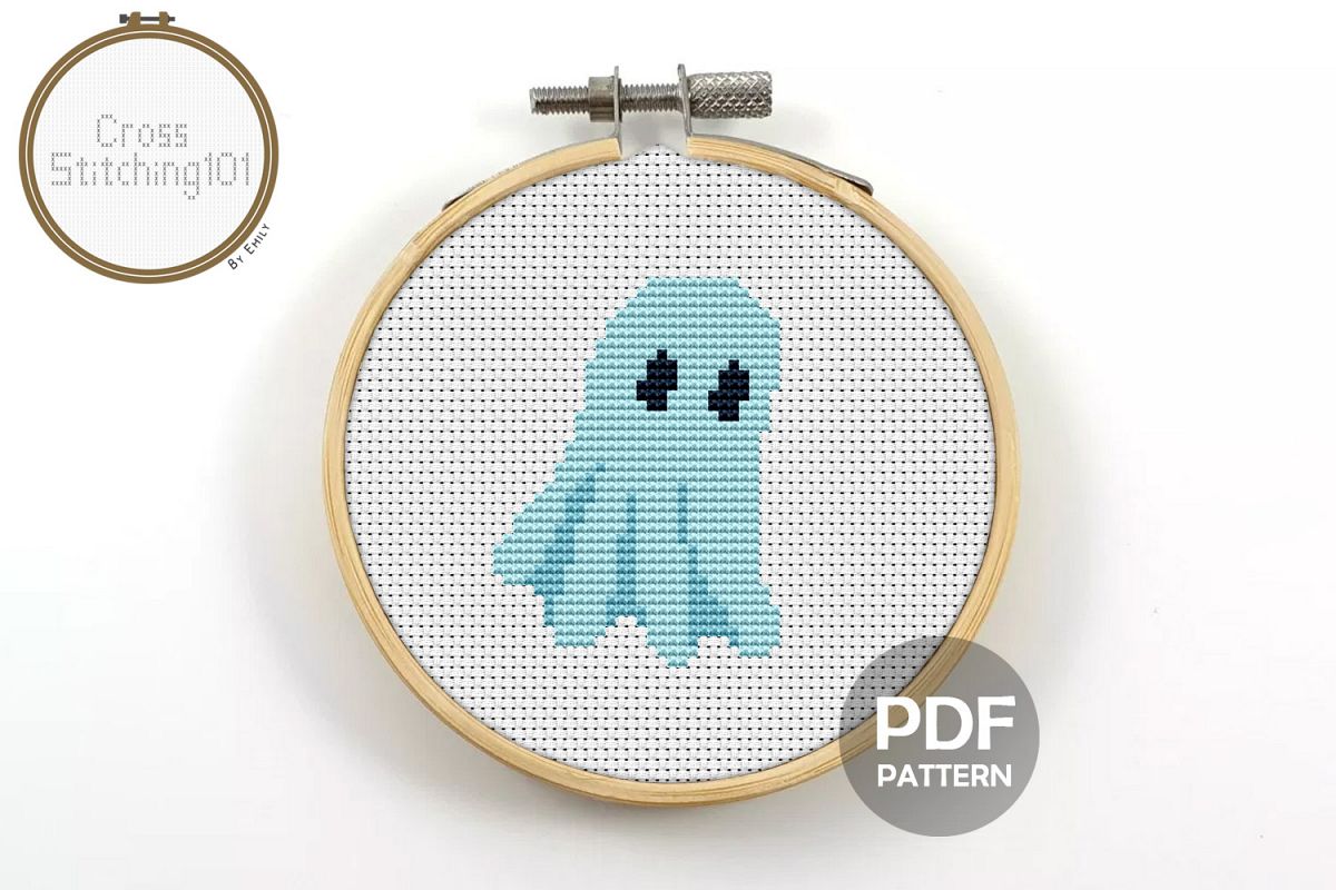 Ghost Cross Stitch Pattern- Instant Download PDF example image 1